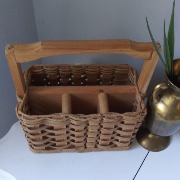 boho wicker rattan picnic basket utensils office - Picture 6 of 9